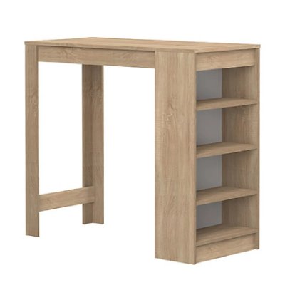 Table de bar avec rangements pi&egrave;tement ch&ecirc;ne