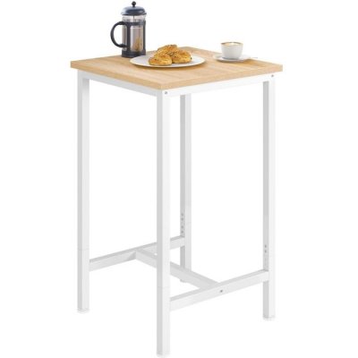 Table de bar.table de cuisine carr&eacute; 60x60x102cm en agglom&eacute;r&eacute;+m&eacute;tal.haute.ch&ecirc;ne clair