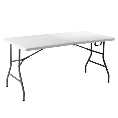  Table de camping pliable COSTWAY - Blanche - 150 x 72 x 74 cm - Imperm&eacute;able en plastique robuste