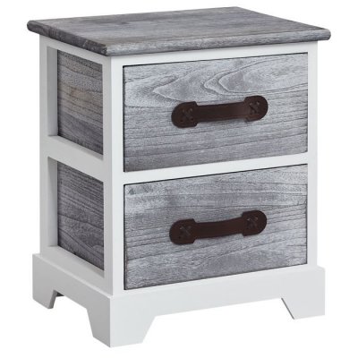 Table de chevet SALERNO, 2 tiroirs, gris blanc