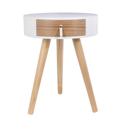 Table de chevet scandinave nora - diam. 35 x h. 45 cm - blanc