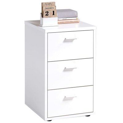 Table de chevet Valerie&nbsp;- blanc, r&eacute;alis&eacute;e en panneaux de particules.