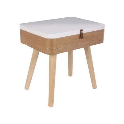 Table de chevet vintage Elin - L. 40 x H. 54 cm - Blanc