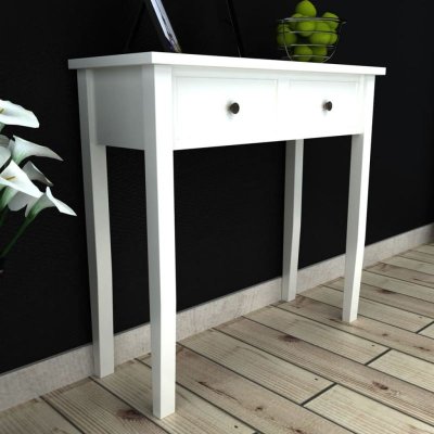 Table de console et coiffeuse avec 2 tiroirs Blanc vidaXL - Blanc