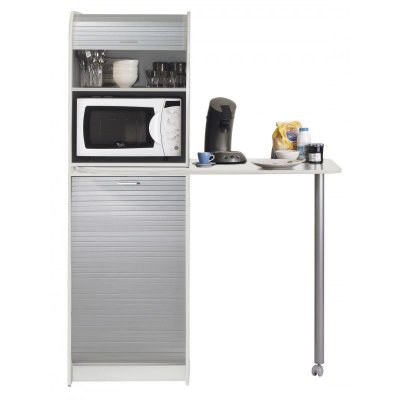 Table de cuisine et meuble de rangement blanc alu SNACK269BLA