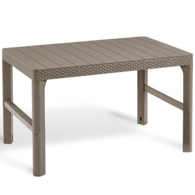 ALLIBERT BY KETER Table de jardin 2en1 Lyon Rattan 2 positions Beige Cappuccino
