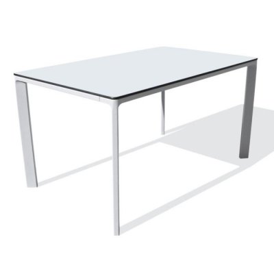 EZPELETA Table de jardin 6 places en aluminium laqu&eacute; et peinture Epoxy blanc