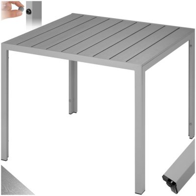 TECTAKE Table de jardin carr&eacute;e 90 x 90 cm argent