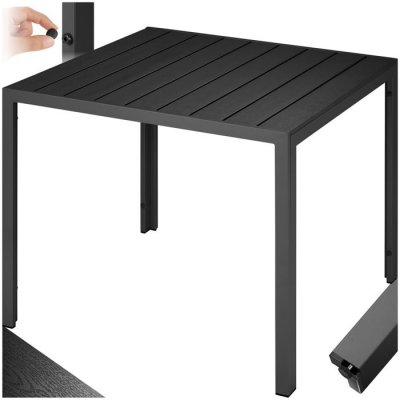 TECTAKE Table de jardin carr&eacute;e 90 x 90 cm noir