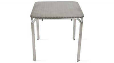 OVIALA Table de jardin carr&eacute;e, structure aluminium, plateau de 70 x 70 cm