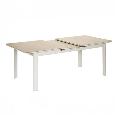 Table de jardin en aluminium et verre - Ivoire - 180/240 x 100 x 76 cm