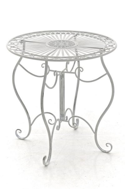 CLP Table de jardin en fer forg&eacute; Indra &Oslash; 70 cm , Blanc antique