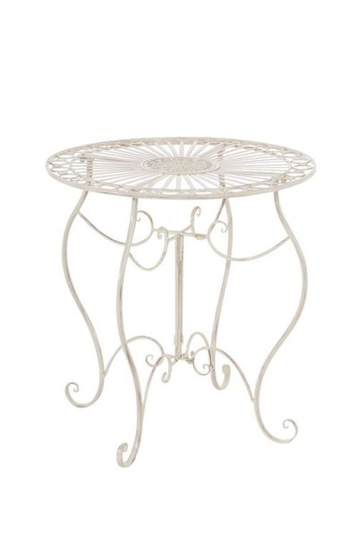CLP Table de jardin en fer forg&eacute; Indra &Oslash; 70 cm , Cr&egrave;me antique