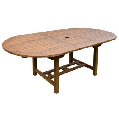 MES Table de jardin en teck 160/210x100x75cm