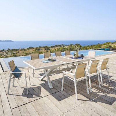 HESPERIDE Table de jardin extensible 'Axiome' en aluminium l