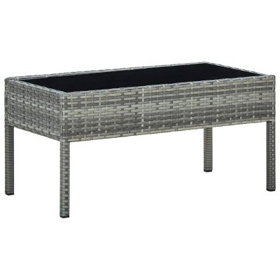 Table de jardin gris 75x40x37 cm r&eacute;sine tress&eacute;e