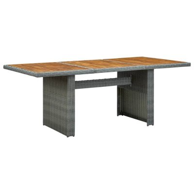 VIDAXL Table de jardin gris clair r&eacute;sine tress&eacute;e et bois d'acacia