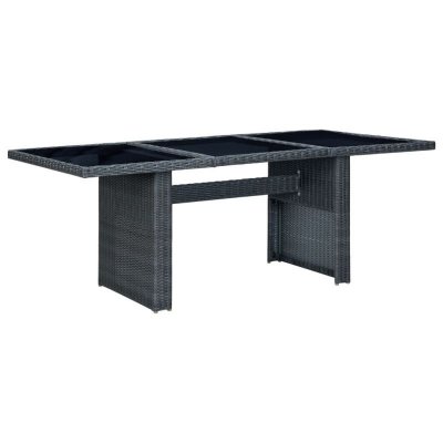 VIDAXL Table De Jardin Gris Fonc&eacute; R&eacute;sine Tress&eacute;e Et Verre Tremp&eacute; Wis
