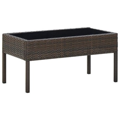 VIDAXL Table de jardin Marron 75x40x37 cm R&eacute;sine tress&eacute;e  - Marron