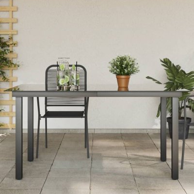 VIDAXL Table de jardin Noir 150 x 90 x 74 cm Aluminium et verre  Noir
