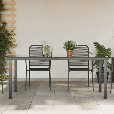 VIDAXL Table de jardin Noir 190 x 90 x 74 cm Aluminium et verre  Noir