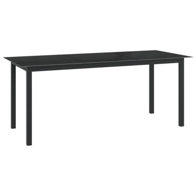 VIDAXL Table de jardin Noir 190x90x74 cm Aluminium et verre  Noir