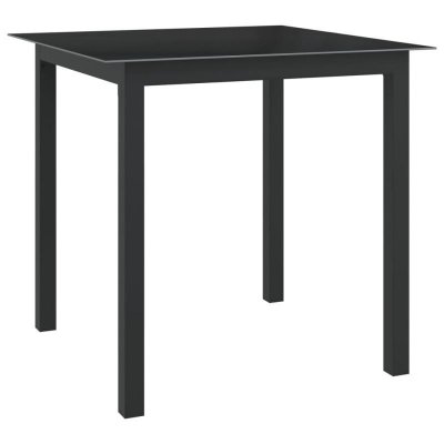 VIDAXL Table de jardin Noir 80x80x74 cm Aluminium et verre  Noir