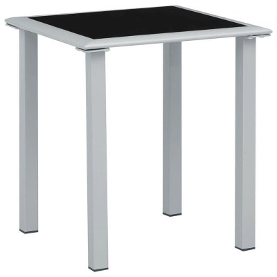 VIDAXL Table de jardin Noir et argent&eacute; 41x41x45 cm Acier et verre
