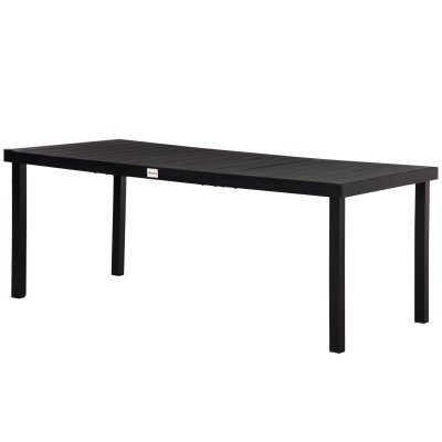 OUTSUNNY Table de jardin rectangulaire alu. plateau PE &agrave; lattes aspect bois