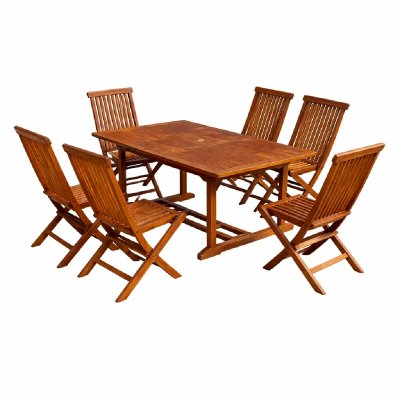 CONCEPT USINE Table de jardin rectangulaire et 6 chaises en teck huil&eacute;