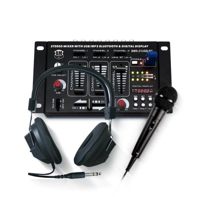  Table de mixage - BM SONIC - BMS-21USB-BT - 4 voies - USB & Bluetooth - Casque et micro inclus