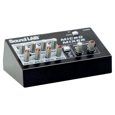 SOUNDLAB Table de Mixage Microphone St&eacute;r&eacute;o &agrave; 4 Canaux G105DA - 2 commandes de volume sur chaque canal