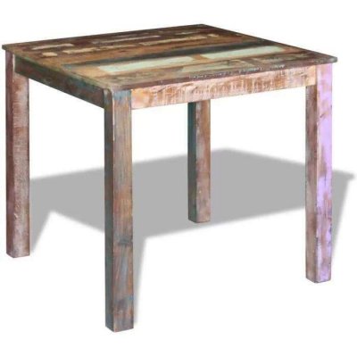 Table de salle &agrave; manger bois de r&eacute;cup&eacute;ration massif 80x82x76 cm