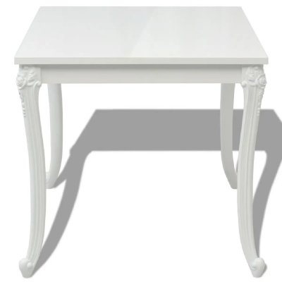 Table de salon salle &agrave; manger design 80 cm laqu&eacute;e blanche 0902293