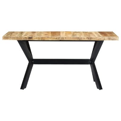 Table de salon salle &agrave; manger d&icirc;ner design 160 cm bois de manguier massif brut 0902230