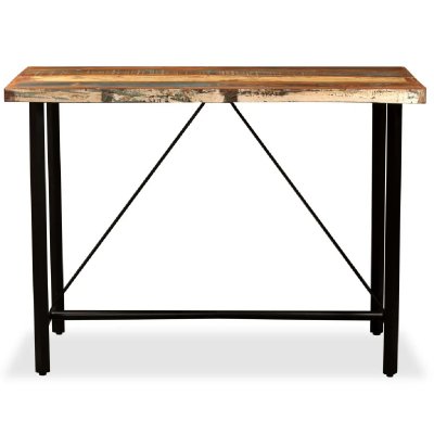 Table haute mange debout bar bistrot bois massif de r&eacute;cup&eacute;ration 120 cm