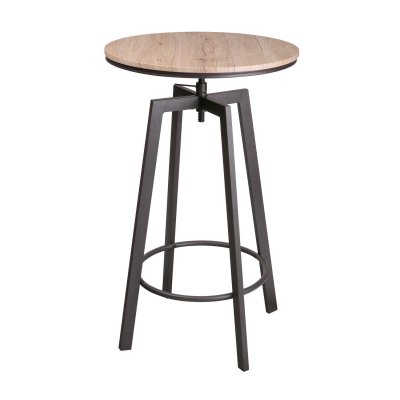 Table haute ronde design industriel Factory - Diam. 60 x 101 - Marron