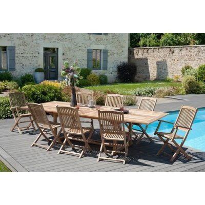 MACABANE Table rectangulaire double extension 200-300x120 cm JARDITECK