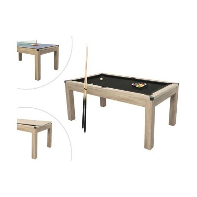 VENTE UNIQUE Table transformable  Billard & Ping-pong - Coloris naturel clair - L182 x l102 x H80 cm - HENK