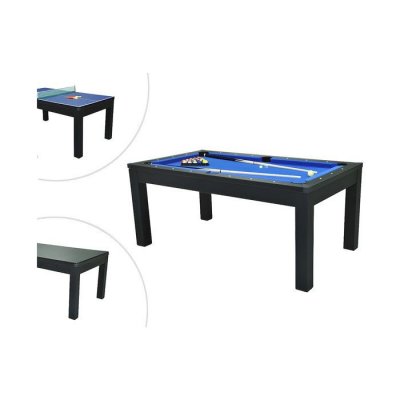 VENTE UNIQUE Table transformable noire - Billard & Ping-pong - L182 x l102 x H80 cm - SOUSA