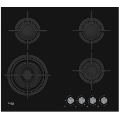 BEKO table verre gaz 60cm 4 foyers noir - hilw64222s