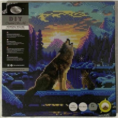  Tableau broderie diamant - loup cr&eacute;puscule 30 x 30 cm CAKA67