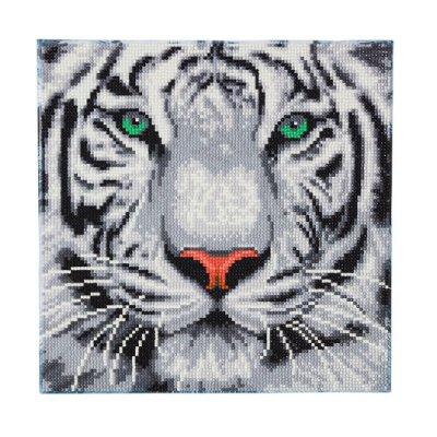 CRYSTAL ART Tableau broderie diamant - Tigre des neiges 30 x 30 cm - 