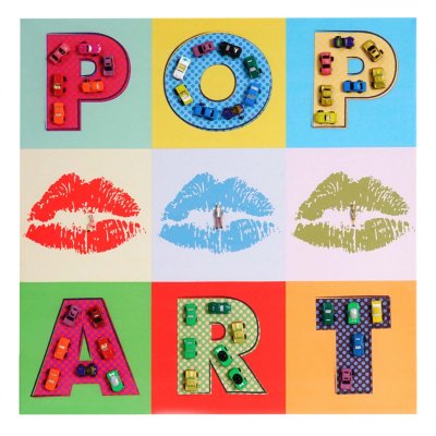 MENDLER Tableau pop art en 3d voitures toile de d&eacute;coration murale xl - 60x60cm
