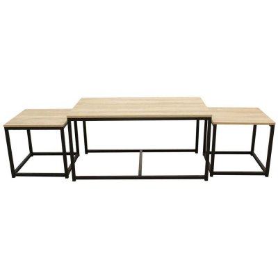Tables gigognes en bois et m&eacute;tal Seattle (Lot de 3) Beige