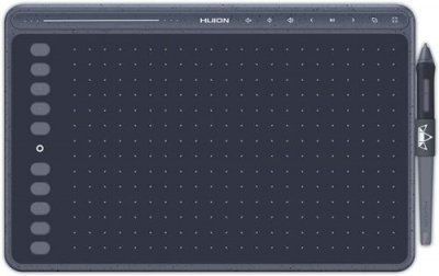 HUION Tablette graphique HS611 10X6 pouces avec stylet sans batterie, barre &agrave; une touche(Gris)