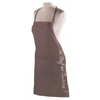 PARIS PRIX Tablier +poche 60 x 84 cm coton cuistot Taupe