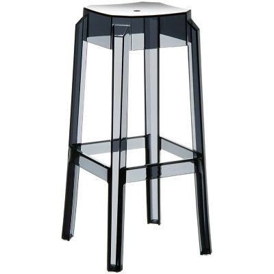 Tabouret carr&eacute; d'ext&eacute;rieur fabriqu&eacute; en plastique avec finition couleur noire Fox CLP