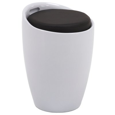 IDIMEX Tabouret coffre de rangement DANIEL, blanc/noir 