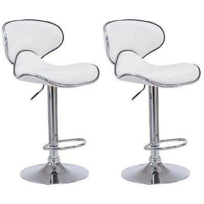 Tabouret de bar chaise de bar par 2 hauteur reglable avec repose pieds en similicuir blanc et metal